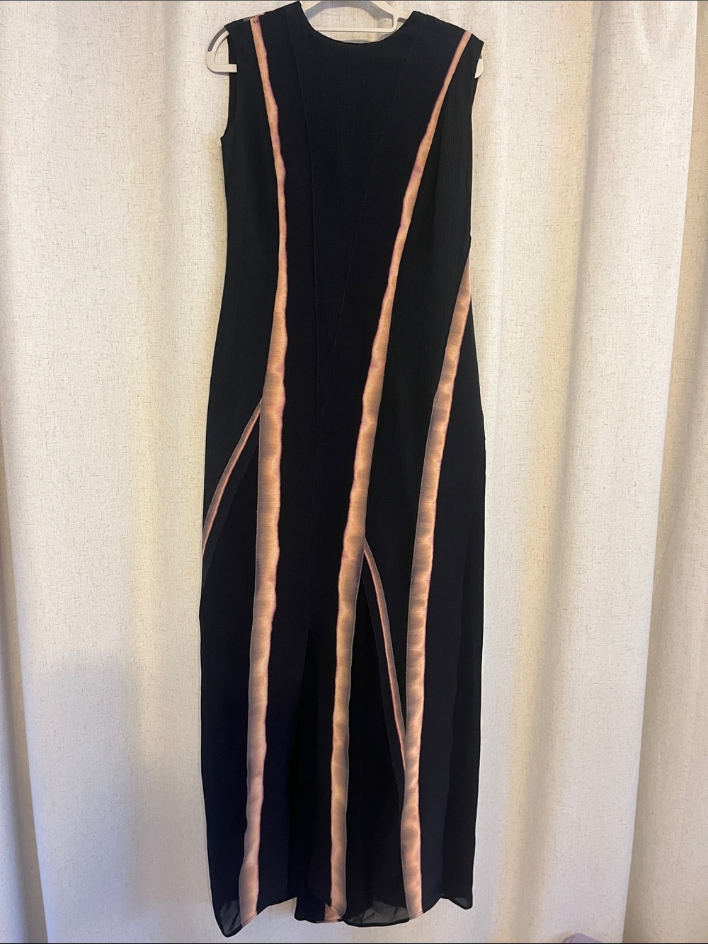 Bottega Veneta Black Maxi Dress with Copper-Pink Stripest size 44